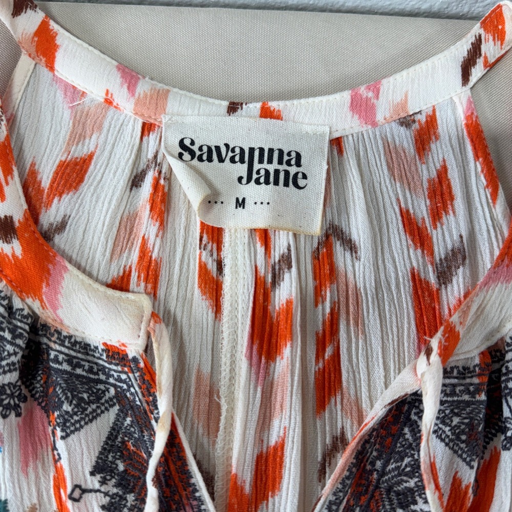 Savanna Jane Women's Medium Floral Embroidered Chevron Halter Tank Top Size M‎ - Picture 4 of 11